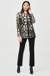 Joseph Ribkoff - Laser-Cut Leatherette on Mesh Jacket in Gunmetal