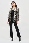 Joseph Ribkoff - Laser-Cut Leatherette on Mesh Jacket in Gunmetal