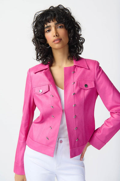 Joseph Ribkoff - Foiled Suede Jacket w/ Metal Trims