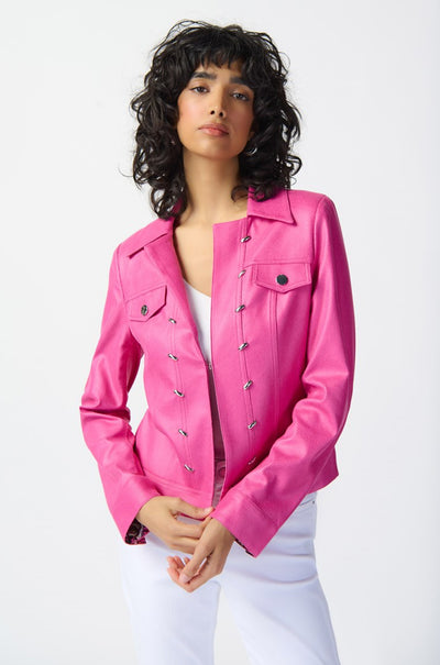 Joseph Ribkoff - Foiled Suede Jacket w/ Metal Trims
