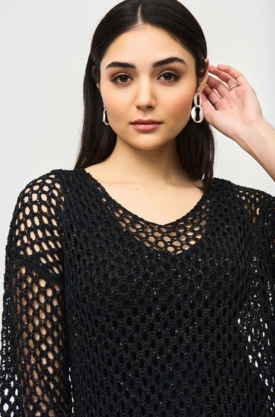 Joseph Ribkoff - Open Stitch Sweater w/ Sequins in Black