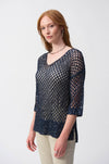 Joseph Ribkoff - Open Stitch Sweater with Sequins in Midnight Blue