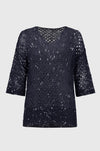Joseph Ribkoff - Open Stitch Sweater with Sequins in Midnight Blue