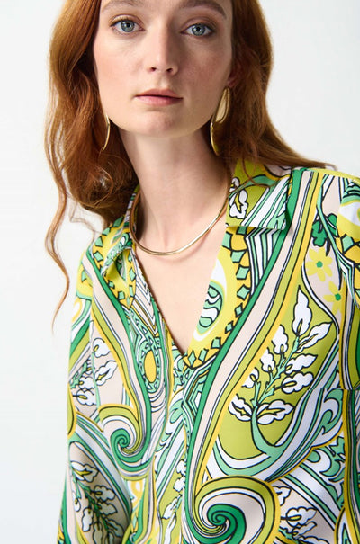 Joseph Ribkoff - Woven Paisley Print Front Tie Top