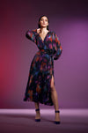 Joseph Ribkoff - Floral Print Chiffon Pleated Midi Dress