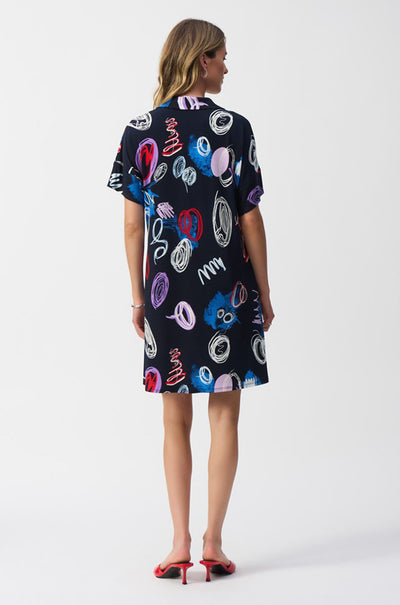 Joseph Ribkoff - Silky Knit Abstract Print A-Line Dress