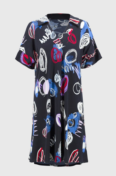 Joseph Ribkoff - Silky Knit Abstract Print A-Line Dress