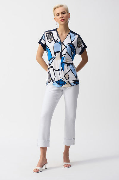 Joseph Ribkoff - Silky Knit Geometric Print Straight Top