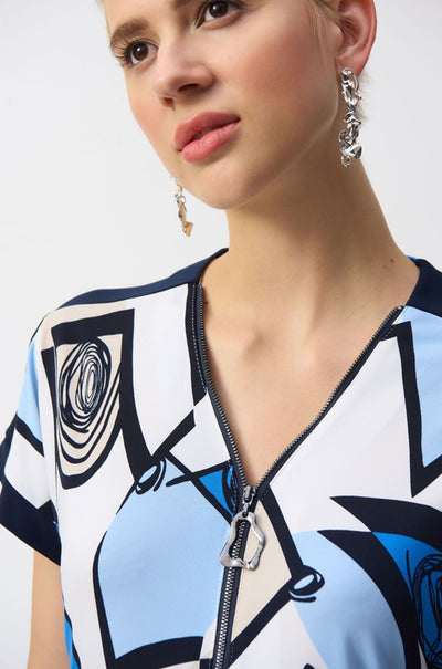 Joseph Ribkoff - Silky Knit Geometric Print Straight Top