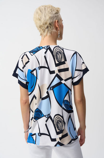 Joseph Ribkoff - Silky Knit Geometric Print Straight Top