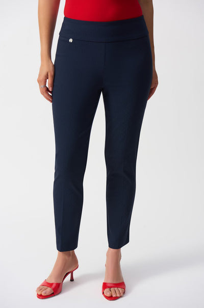 Joseph Ribkoff - Textured Jacquard Crop Pull-On Pants in Midnight Blue