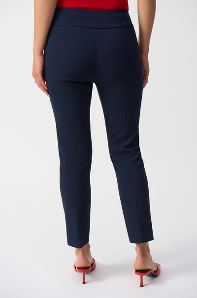 Joseph Ribkoff - Textured Jacquard Crop Pull-On Pants in Midnight Blue