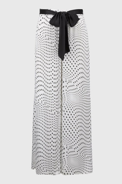 Joseph Ribkoff - Satin Dot Print Belted Wide Leg Pants