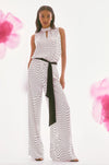 Joseph Ribkoff - Satin Dot Print Belted Wide Leg Pants