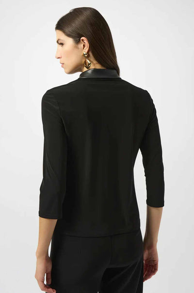 Joseph Ribkoff - Silky Knit and Leatherette Fitted Top