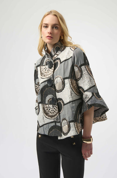 Joseph Ribkoff - Abstract Jacquard Trapeze Jacket