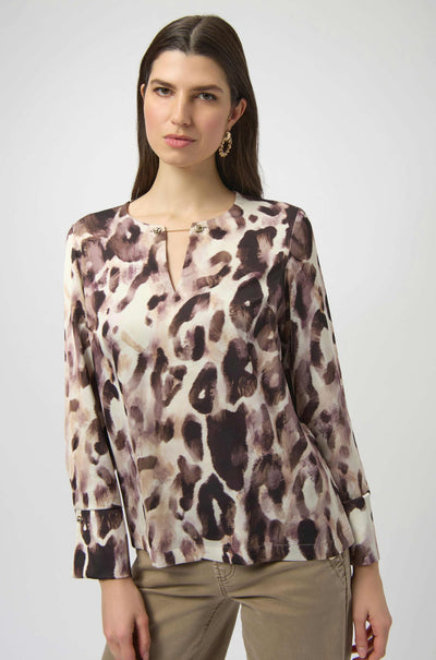 Joseph Ribkoff - Recycled Satin Animal Print Straight Top