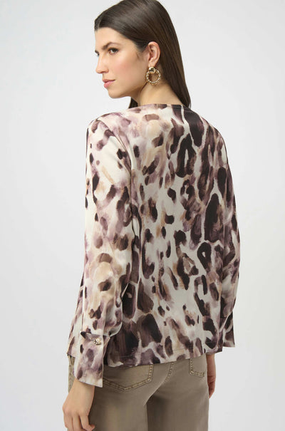 Joseph Ribkoff - Recycled Satin Animal Print Straight Top