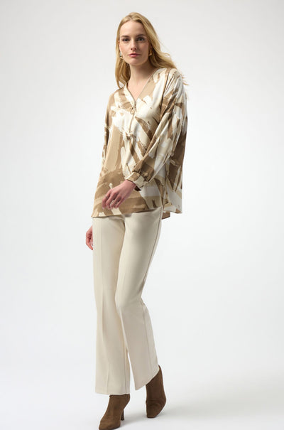 Joseph Ribkoff - Recycled Satin Abstract Print Tunic with Zipper Detail