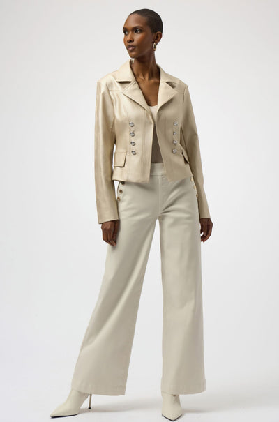 Joseph Ribkoff - Leatherette Notched Collar Fitted Jacket