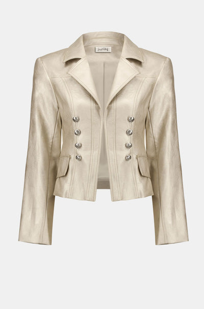 Joseph Ribkoff - Leatherette Notched Collar Fitted Jacket