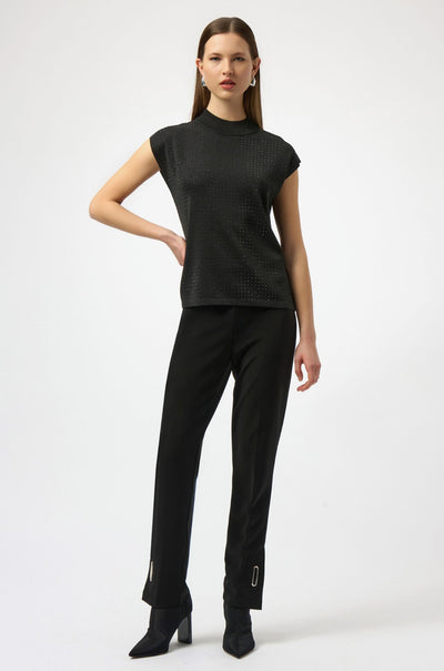 Joseph Ribkoff - Sweater Knit Sleeveless Pullover with Iron On Detail in Black