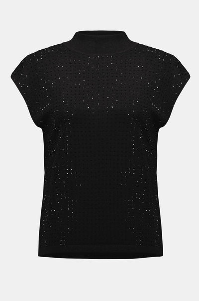 Joseph Ribkoff - Sweater Knit Sleeveless Pullover with Iron On Detail in Black