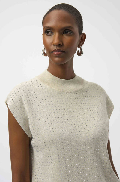 Joseph Ribkoff - Sweater Knit Sleeveless Pullover with Iron On Detail in Birch