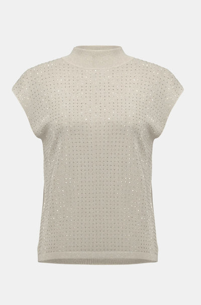 Joseph Ribkoff - Sweater Knit Sleeveless Pullover with Iron On Detail in Birch