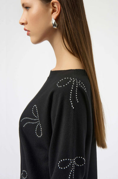 Joseph Ribkoff - Sweater Knit Pullover with Iron on Bow Detail