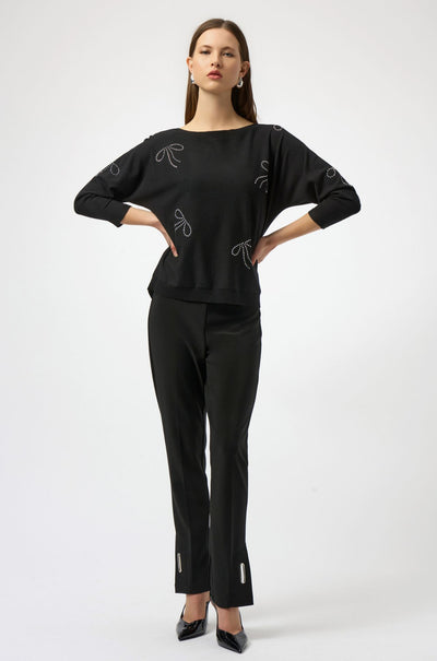 Joseph Ribkoff - Sweater Knit Pullover with Iron on Bow Detail
