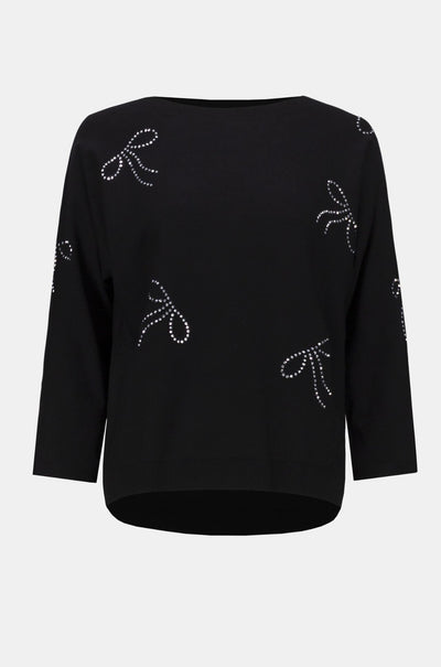 Joseph Ribkoff - Sweater Knit Pullover with Iron on Bow Detail