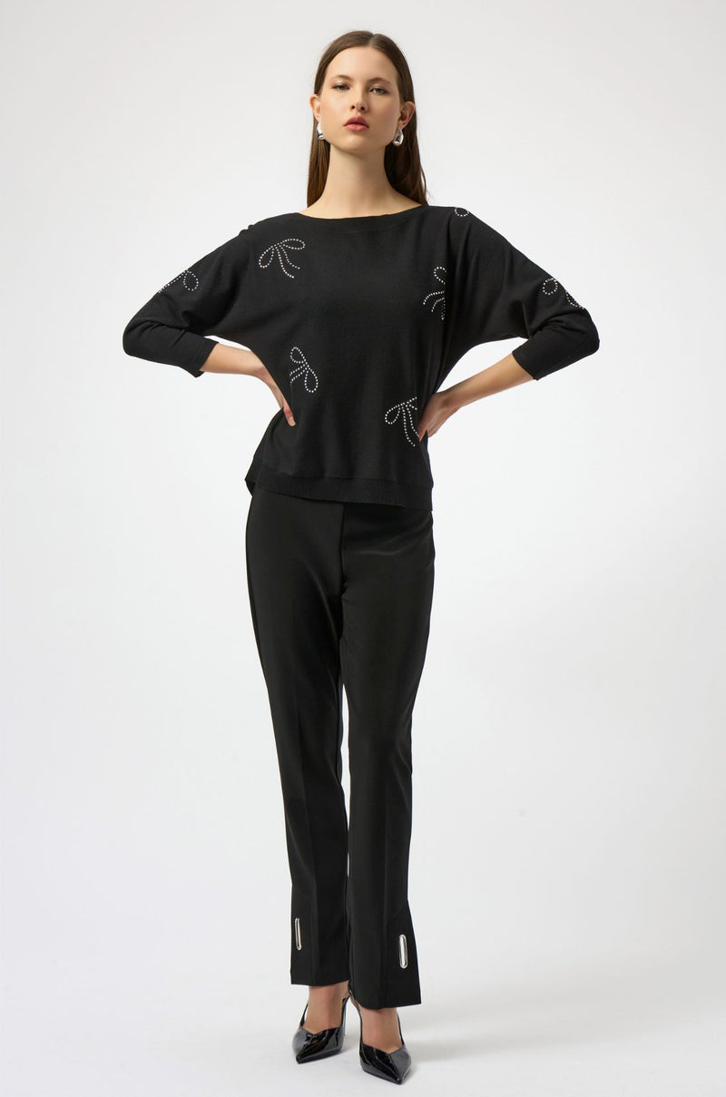 Joseph Ribkoff - Sweater Knit Pullover with Iron on Bow Detail