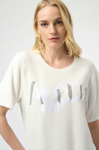 Joseph Ribkoff - Knit T-Shirt with Rhinestone Word