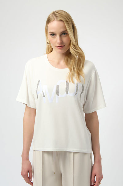 Joseph Ribkoff - Knit T-Shirt with Rhinestone Word