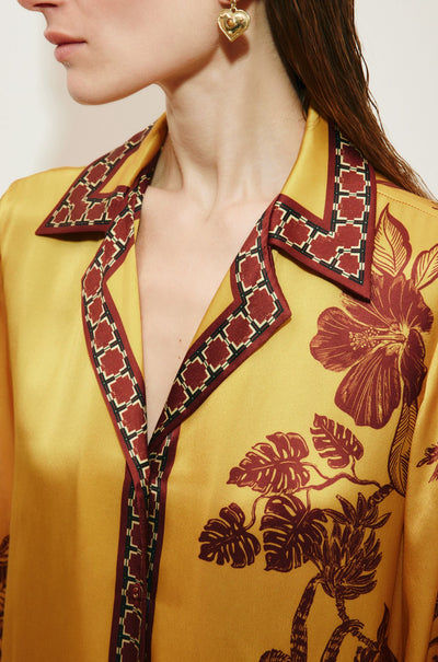 Alèmais - Banana Blossom Silk Shirtdress