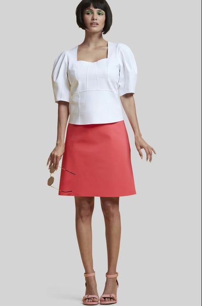 Paula Ryan - Bustier Top With Bellows Sleeve in White
