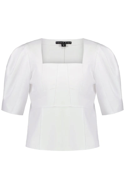 Paula Ryan - Bustier Top With Bellows Sleeve in White