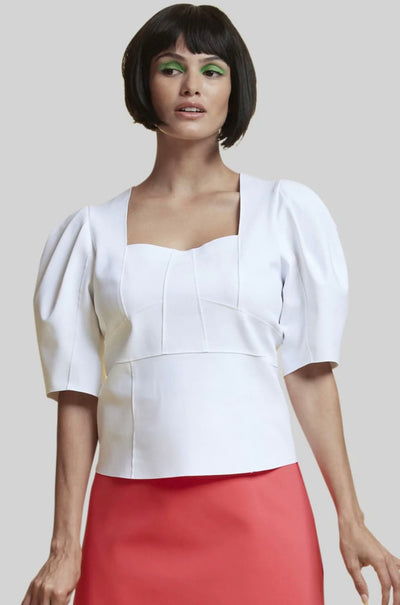 Paula Ryan - Bustier Top With Bellows Sleeve in White
