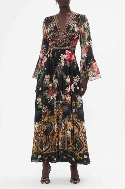 Camilla - A Night At The Opera Shaped Waistband Dress w/ Ruffle Frill Sleeves
