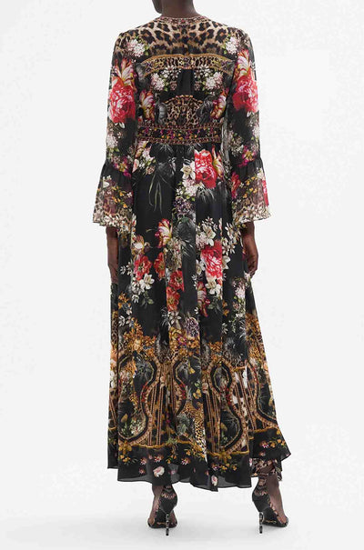 Camilla - A Night At The Opera Shaped Waistband Dress w/ Ruffle Frill Sleeves