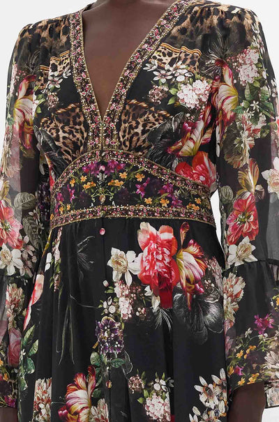 Camilla - A Night At The Opera Shaped Waistband Dress w/ Ruffle Frill Sleeves