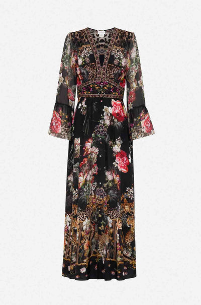 Camilla - A Night At The Opera Shaped Waistband Dress w/ Ruffle Frill Sleeves