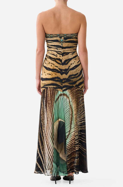 Camilla - A Wink To The Wild Strapless Jersey Dress w/ Silk Panel
