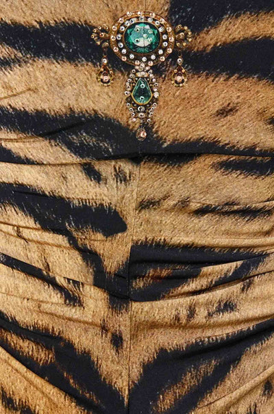 Camilla - A Wink To The Wild Strapless Jersey Dress w/ Silk Panel