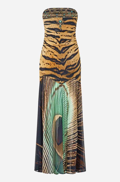 Camilla - A Wink To The Wild Strapless Jersey Dress w/ Silk Panel