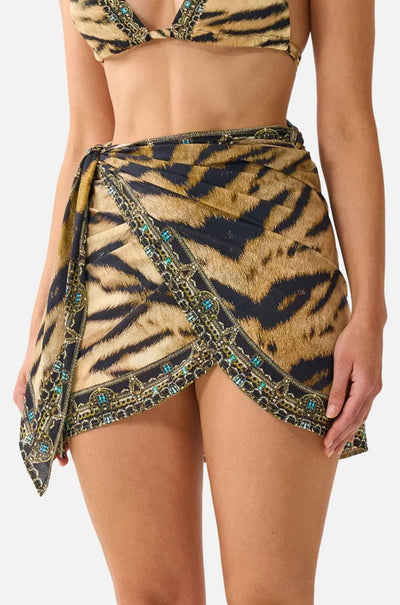 Camilla - A Wink To The Wild Eyelet Wrap Mini Sarong w/ Tie Waist