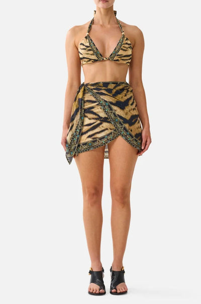Camilla - A Wink To The Wild Eyelet Wrap Mini Sarong w/ Tie Waist