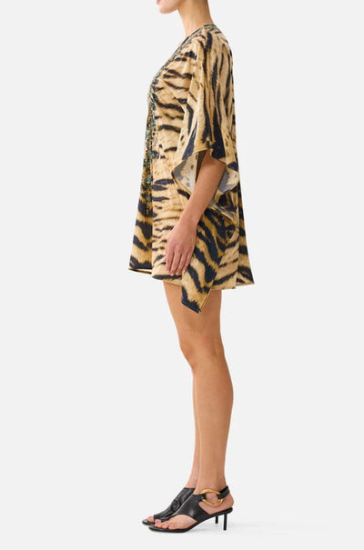 Camilla - A Wink To The Wild Short V Neck Kaftan w/ Ring Front Trim