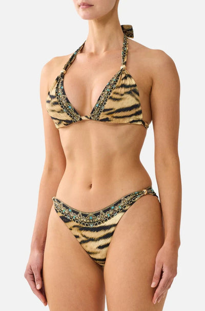 Camilla - A Wink To The Wild Soft Thick Tie Tri Bikini Set w/ Trims